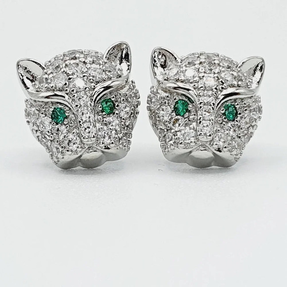 💝925 Sterling Plated Shiny Crystal Sparkling Stud Earrings for Women,UNVN12448 - Picture 3 of 6